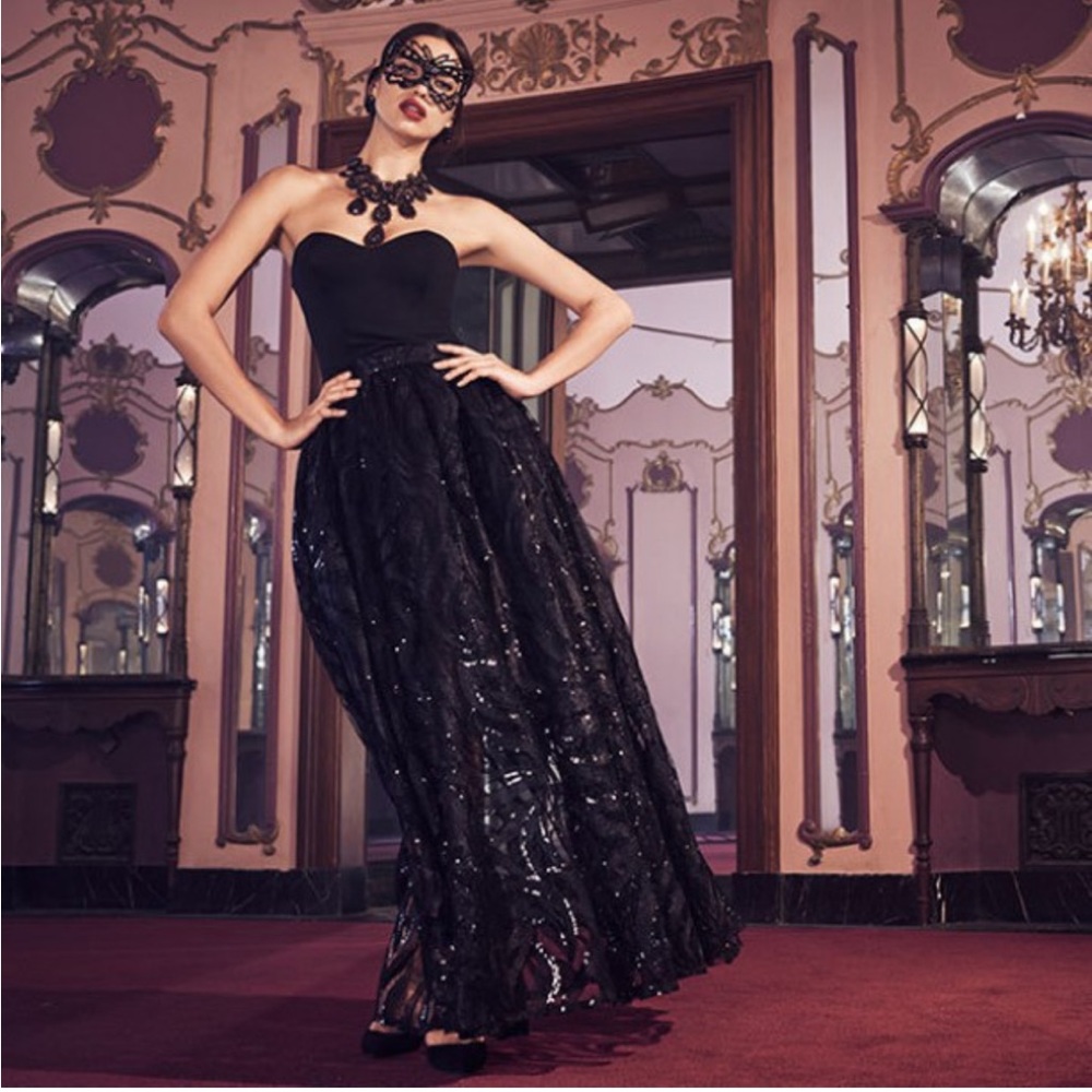 Bebe strapless embriod maxi dress